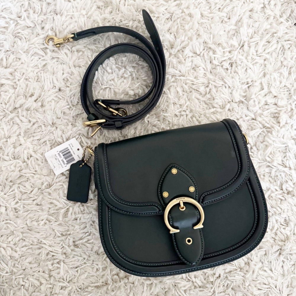 Coach B4 Amazon Green Beat Glovetanned Leather Saddle Bag NWT Crossbody Shoulder - Picture 7 of 7